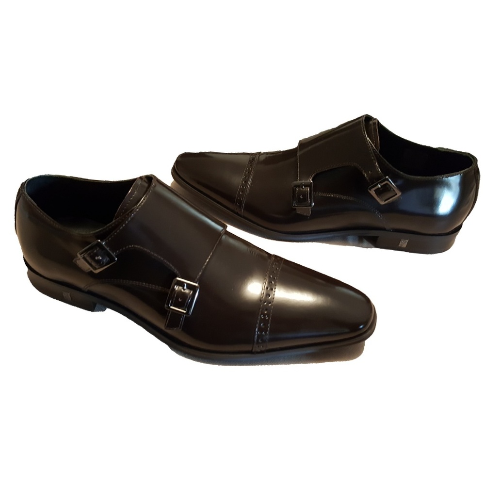 Men's Versace Collection Double Monk Strap Dress Shoes Brown EU 43 NWOT